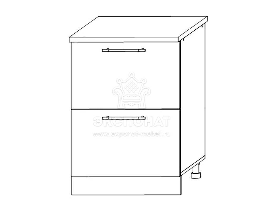 СК2 600 Шкаф нижний комод 600 2 ящика Кухня Скала